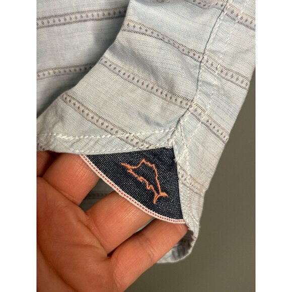 Tommy Bahama Men's Large Striped Island Button-Up Collared SS Shirt Marlin - Picture 8 of 13
